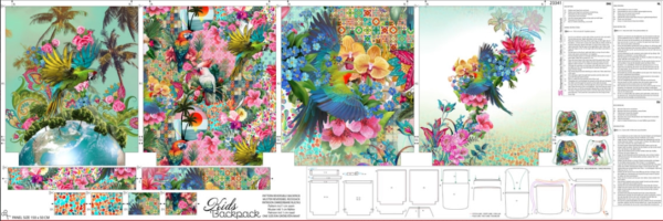 Rucksack Panel - Tropical Kids Backpack von Stenzo